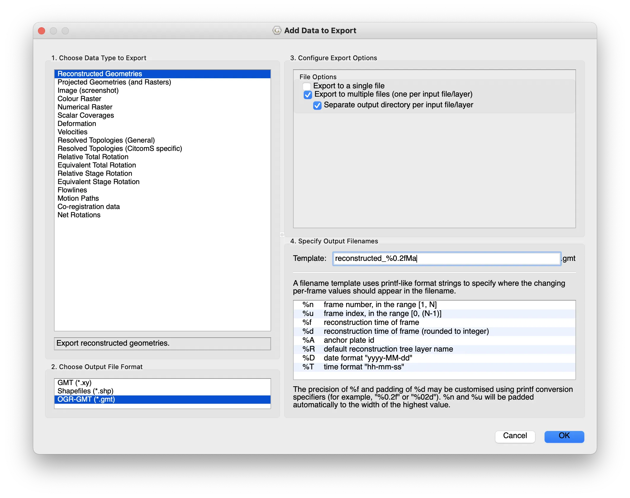 Layer selection in GPlates